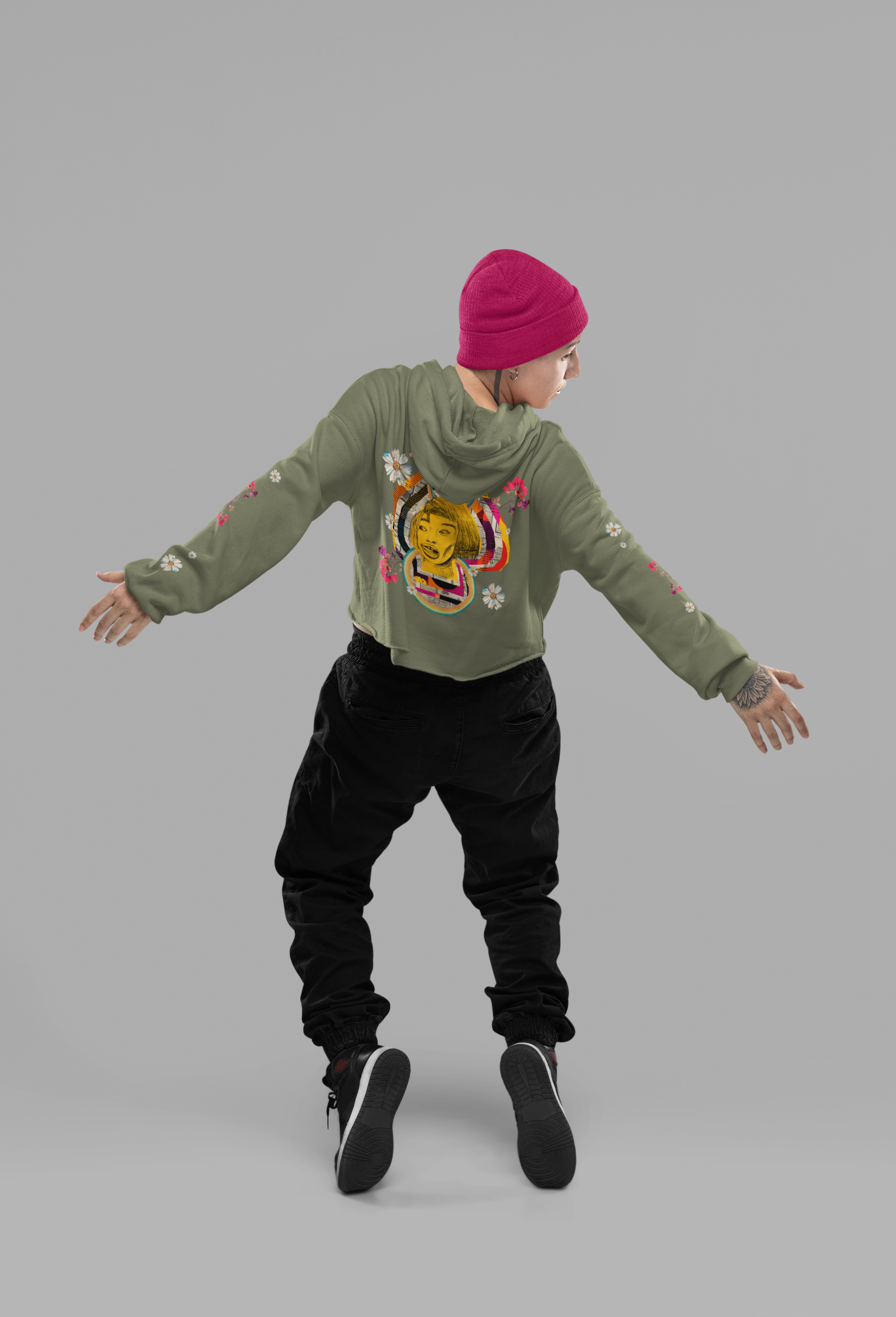 BLOSSOM RIOT | Comfy Cropped Hoodie [Bella+Canvas®]