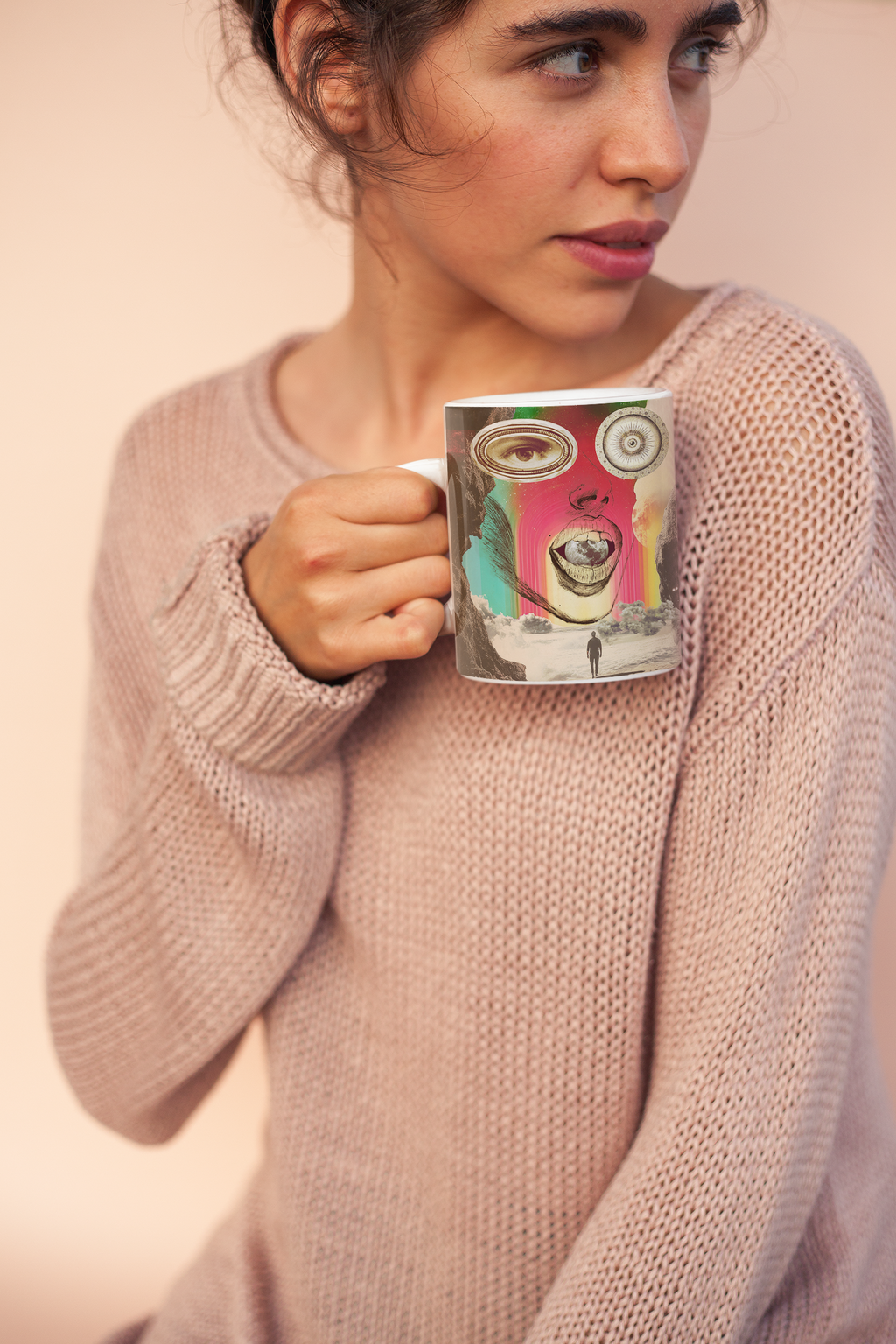 ALBEDO VISION | White Ceramic Mug with Color Inside