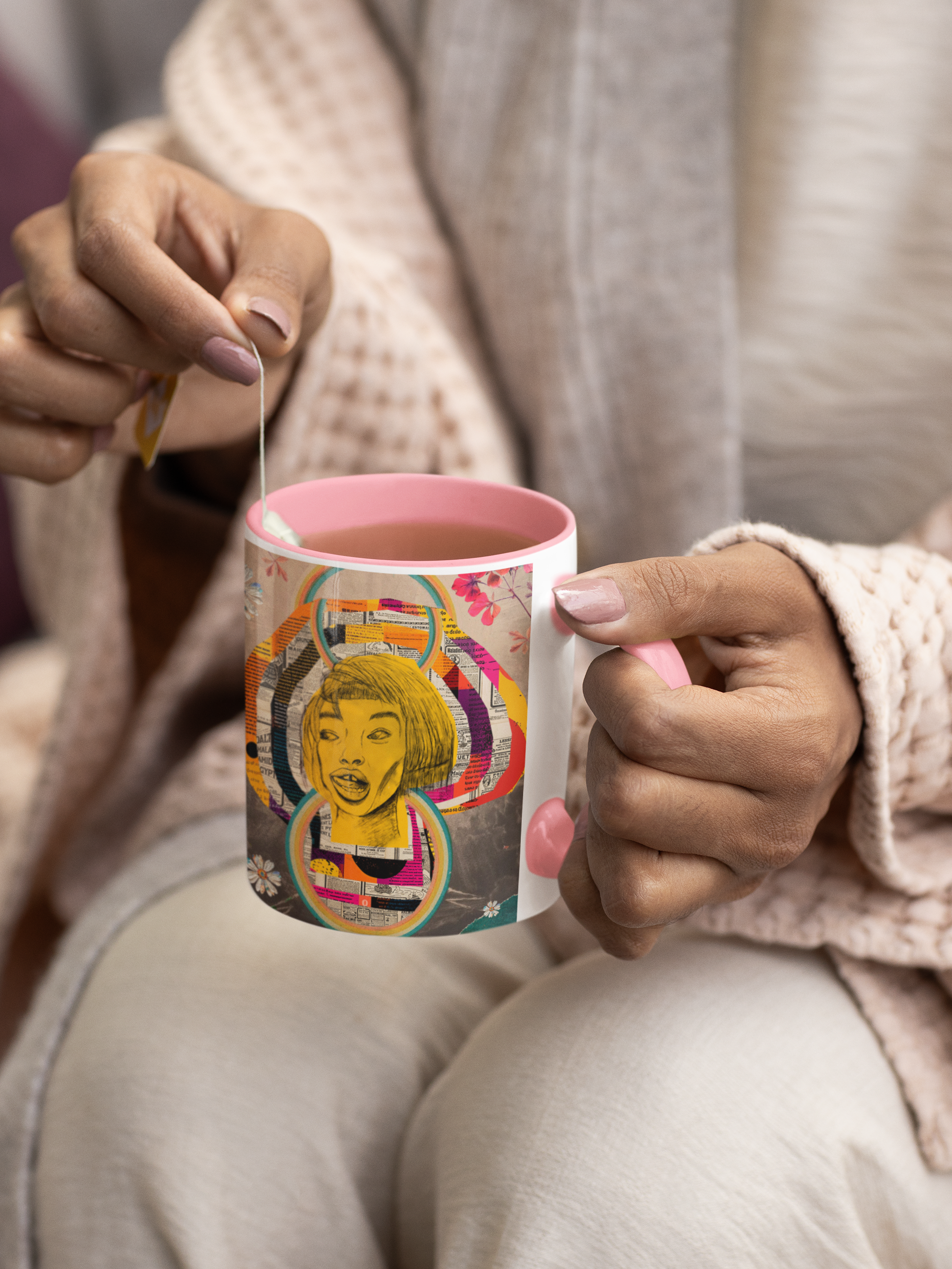 BLOSSOM RIOT | White Ceramic Mug with Color Inside